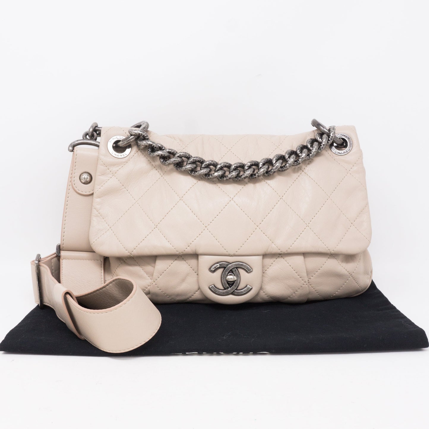 Coco Pleats Small Beige Crossbody Bag