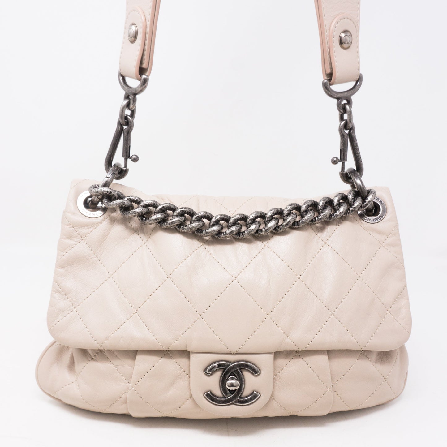 Coco Pleats Small Beige Crossbody Bag