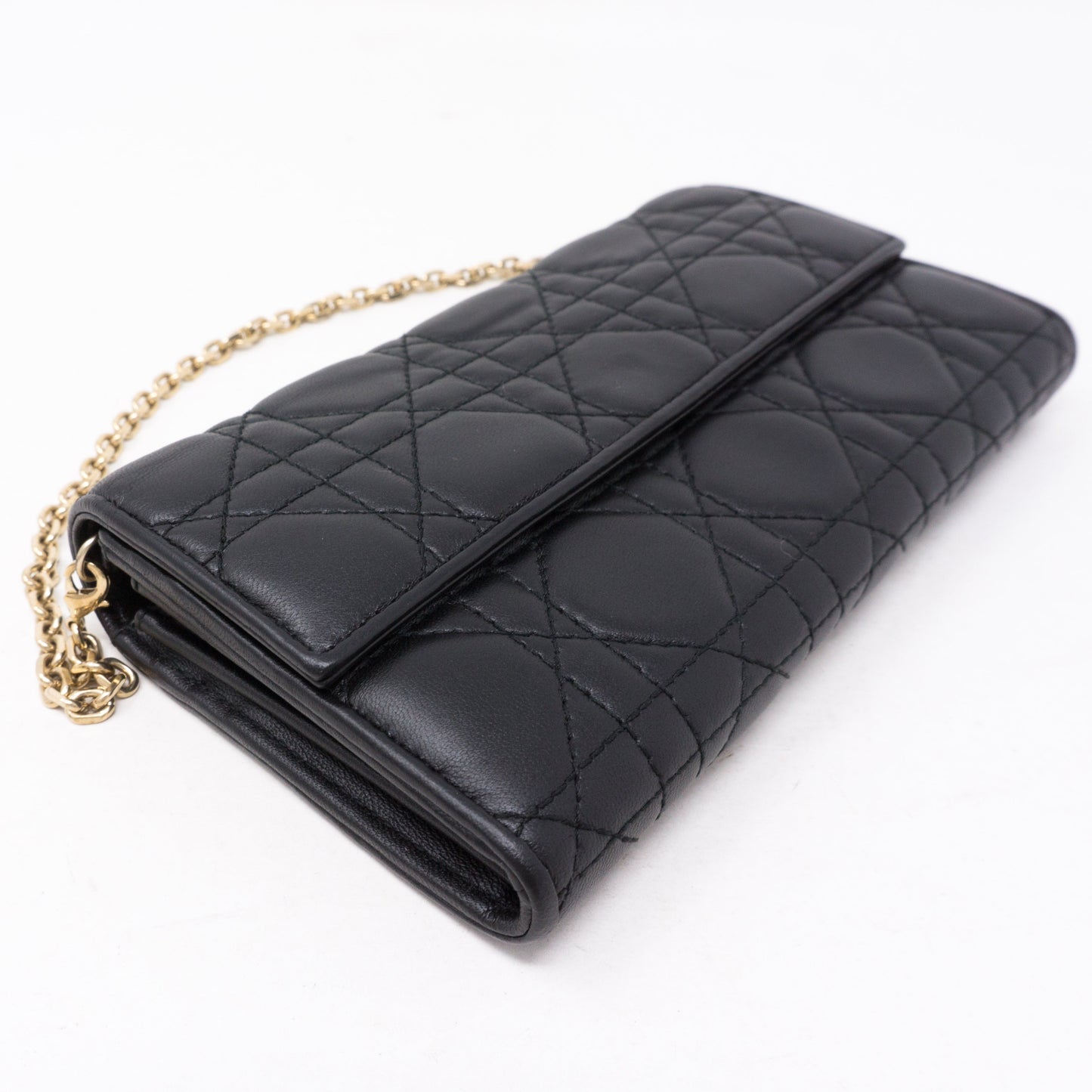 Lady Dior Wallet On Chain Black Leather