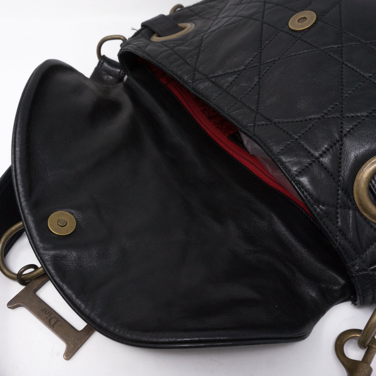 Cannage Quilted Black Leather Shoulder Bag