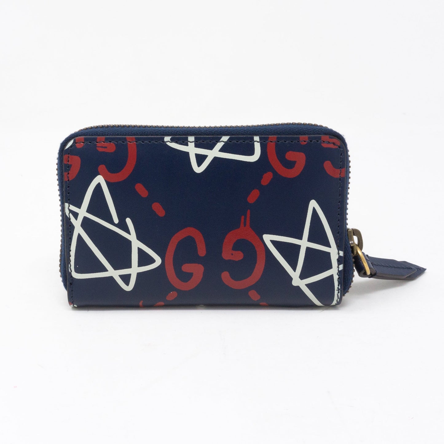 Zip Around Card Case Gucci Ghost Blue Leather