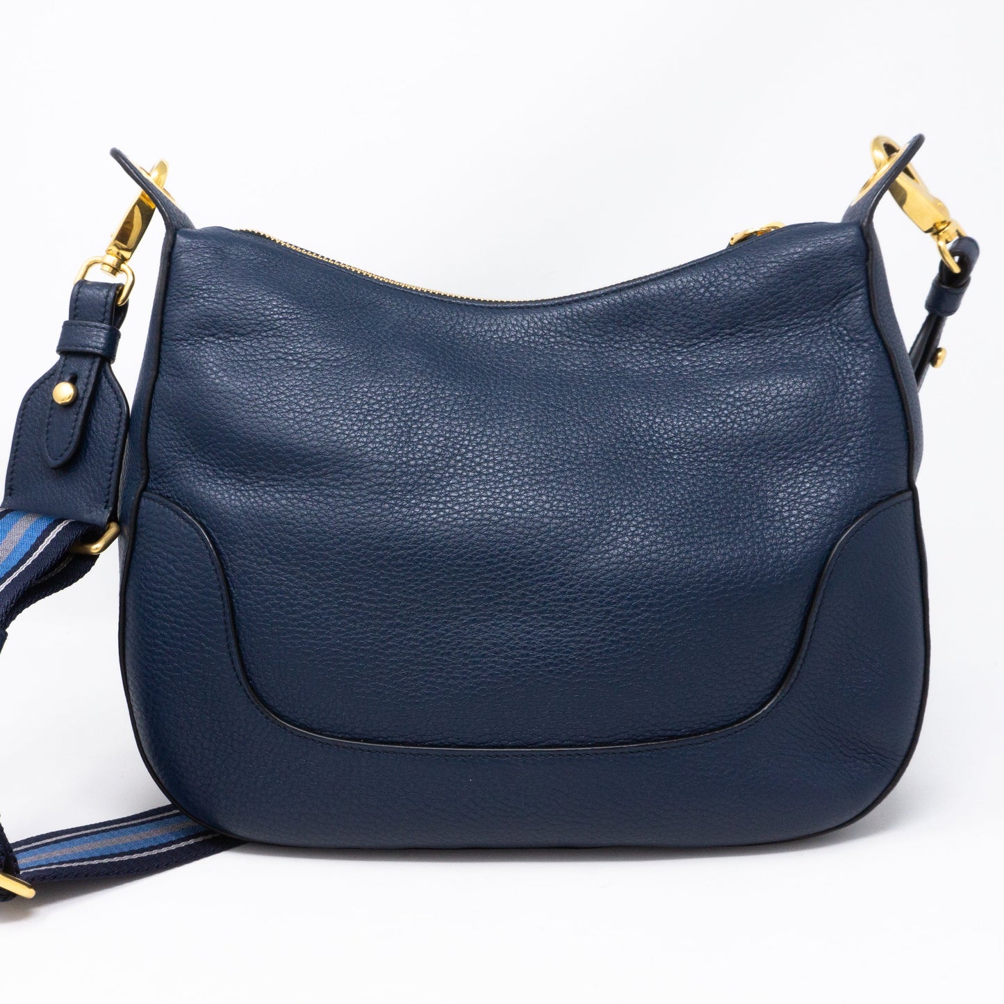 Crossbody Canvas Strap Bag Navy Leather