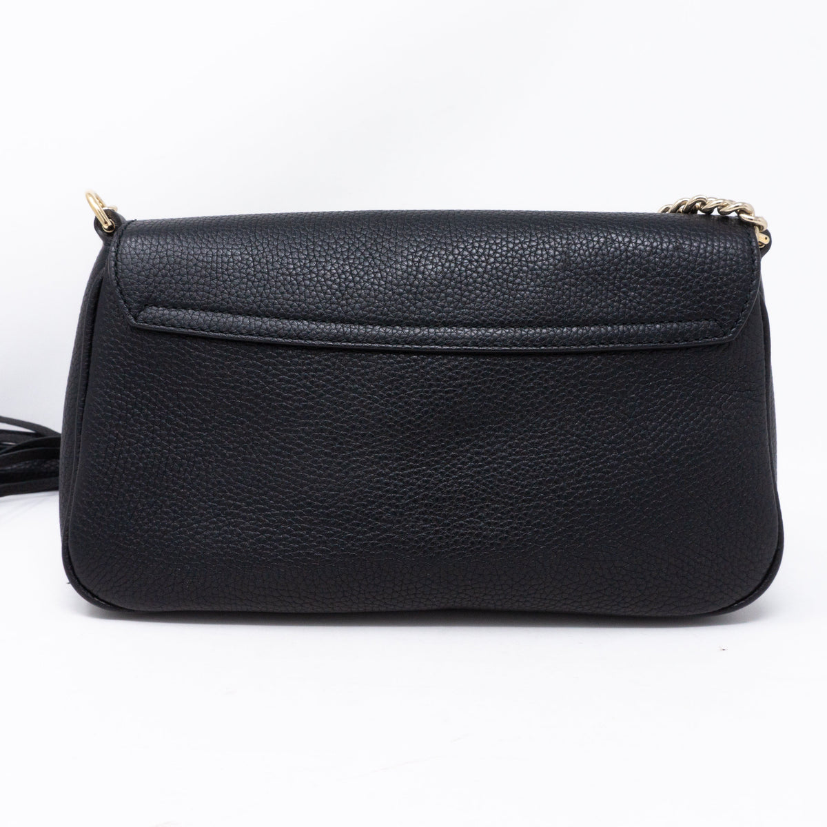 Soho Flap Chain Tassel Bag Black Leather