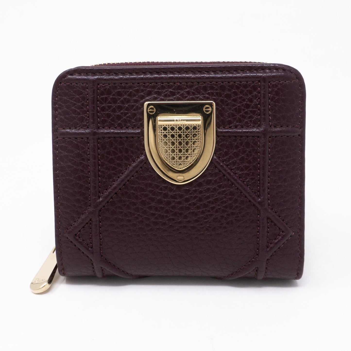Diorama Compact Wallet Burgundy Leather