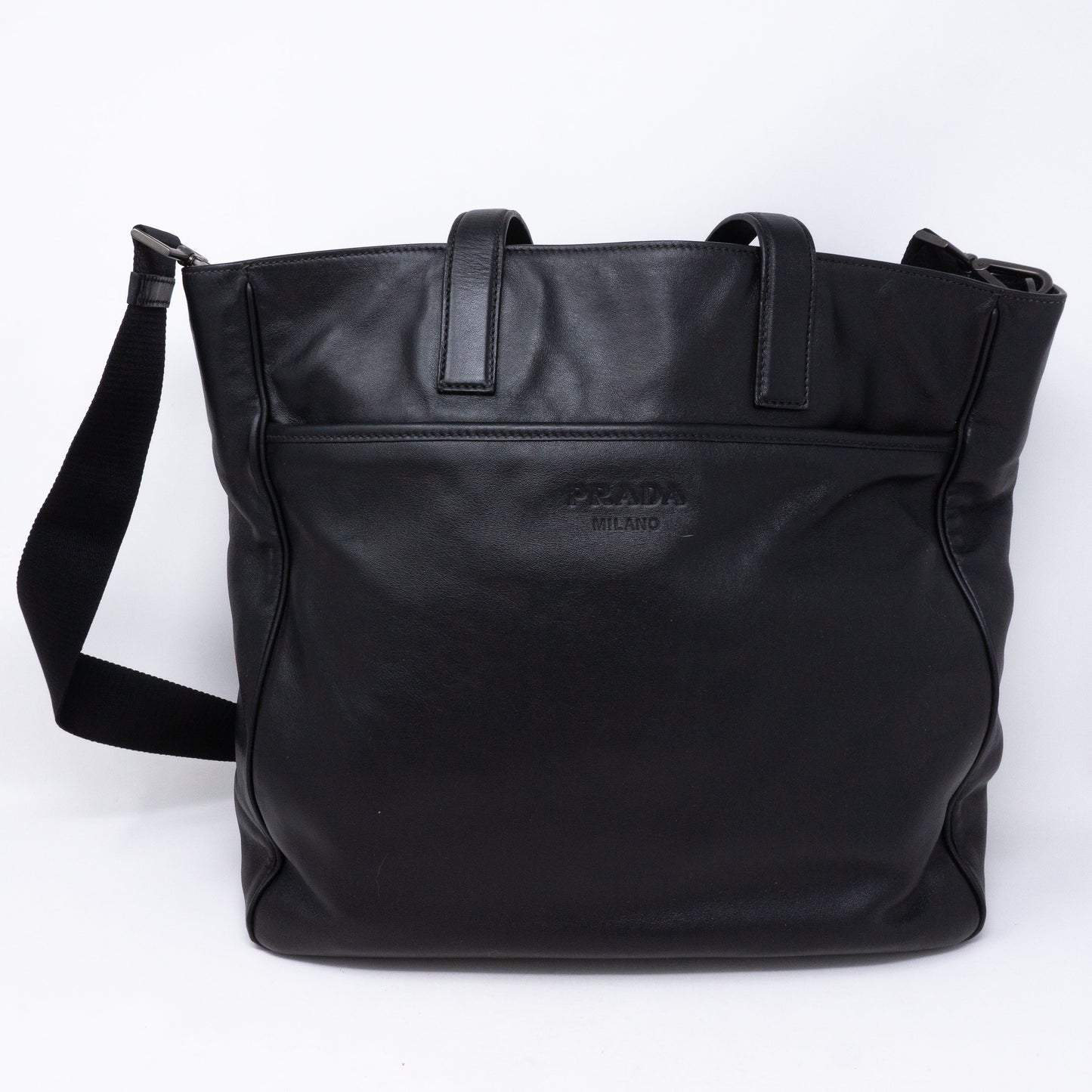Crossbody Canvas Strap Bag Black Leather