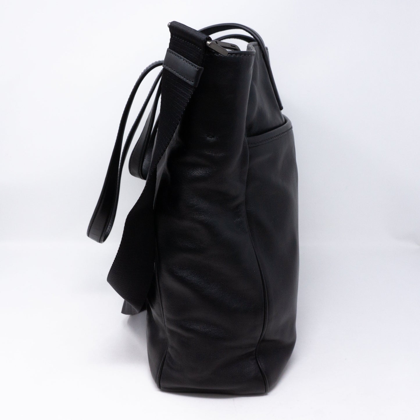 Crossbody Canvas Strap Bag Black Leather