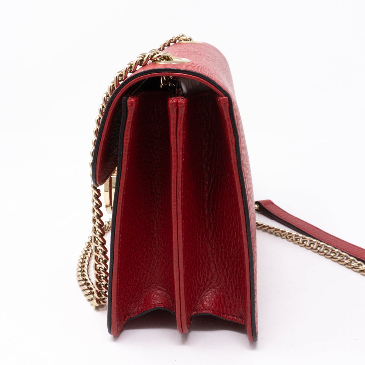 Interlocking GG Flap Small Bag Red Leather