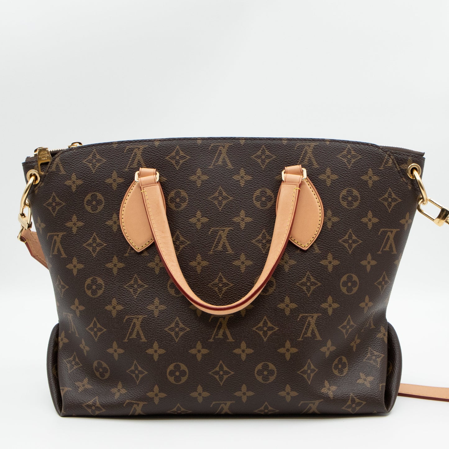 Flower Zipped Tote MM Monogram Beige