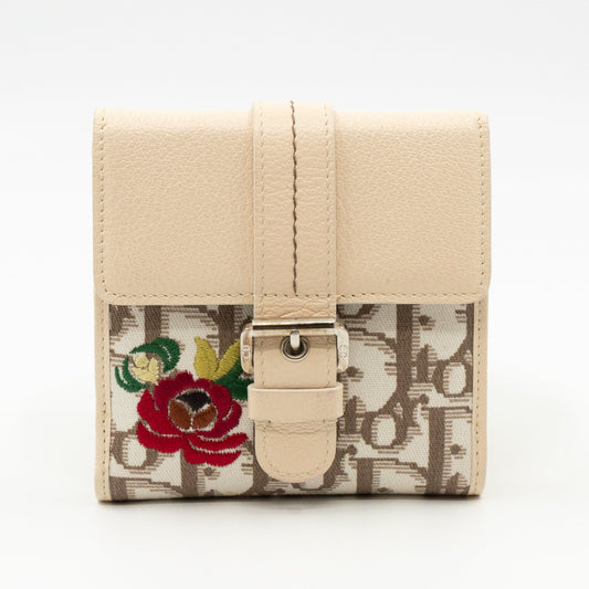 Wallet Embroidered Flowers Beige Monogram