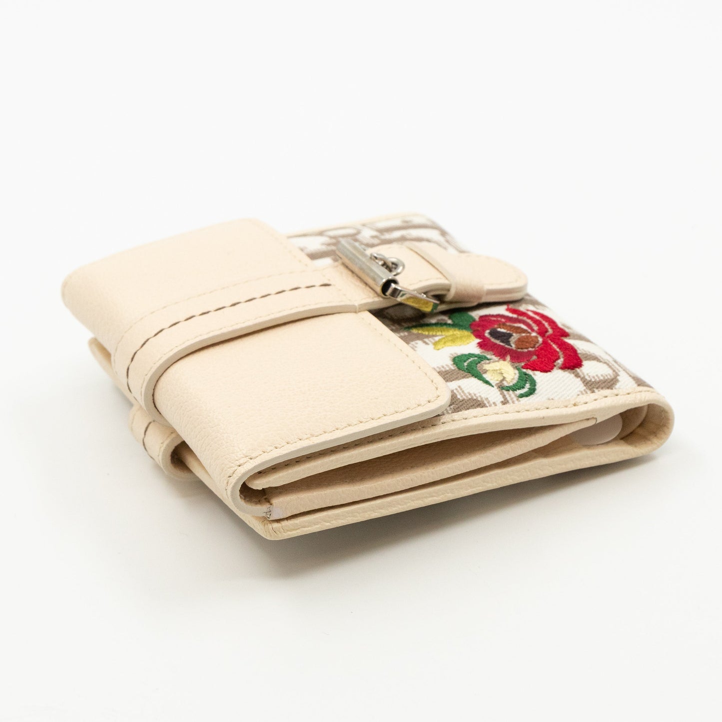 Wallet Embroidered Flowers Beige Monogram