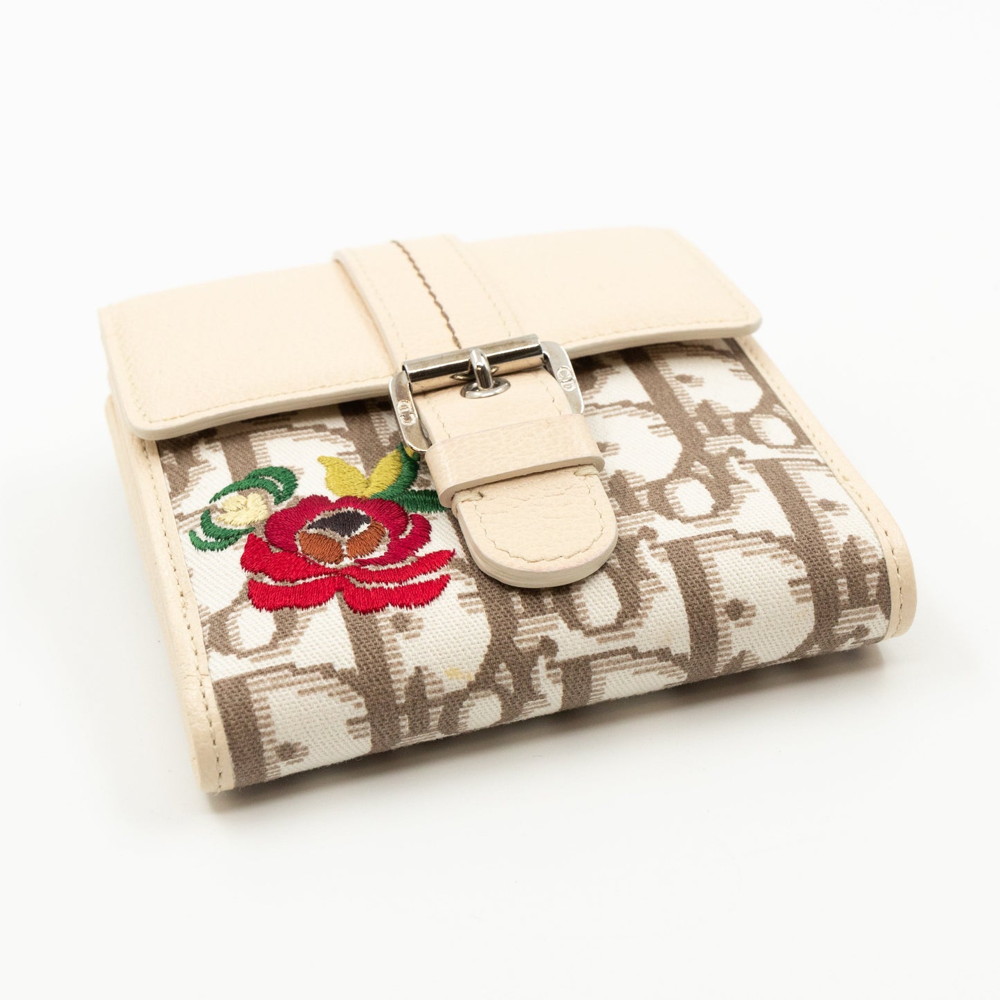 Wallet Embroidered Flowers Beige Monogram