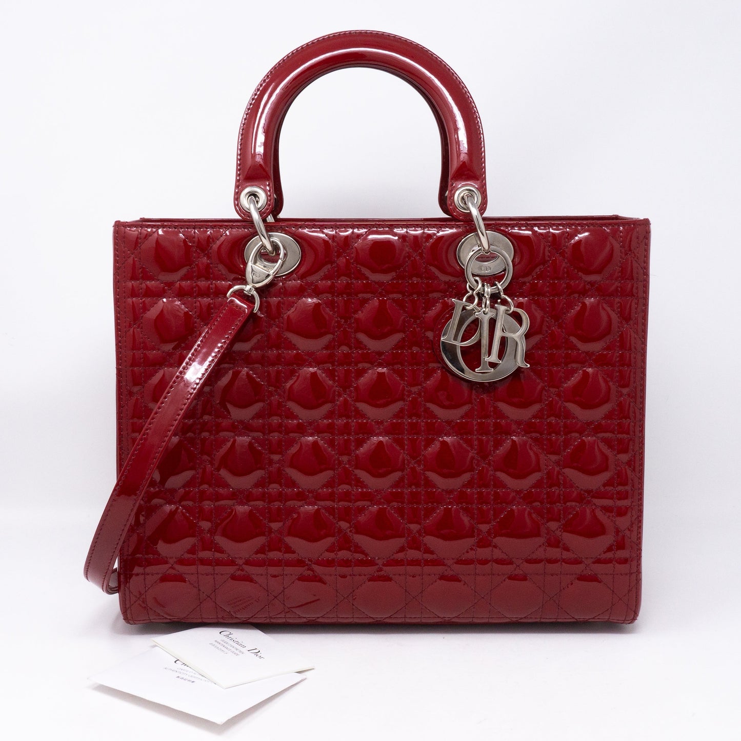 Lady Dior Large Dark Red Patent Leather