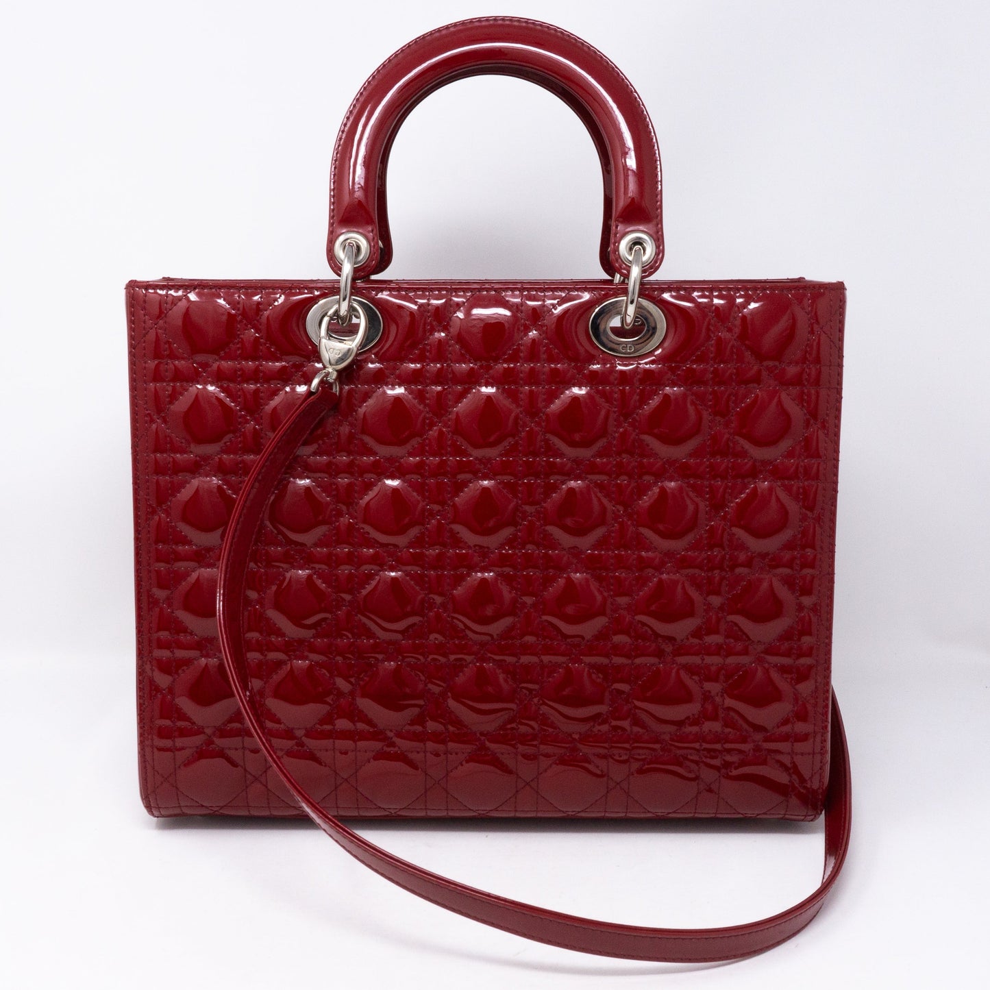 Lady Dior Large Dark Red Patent Leather