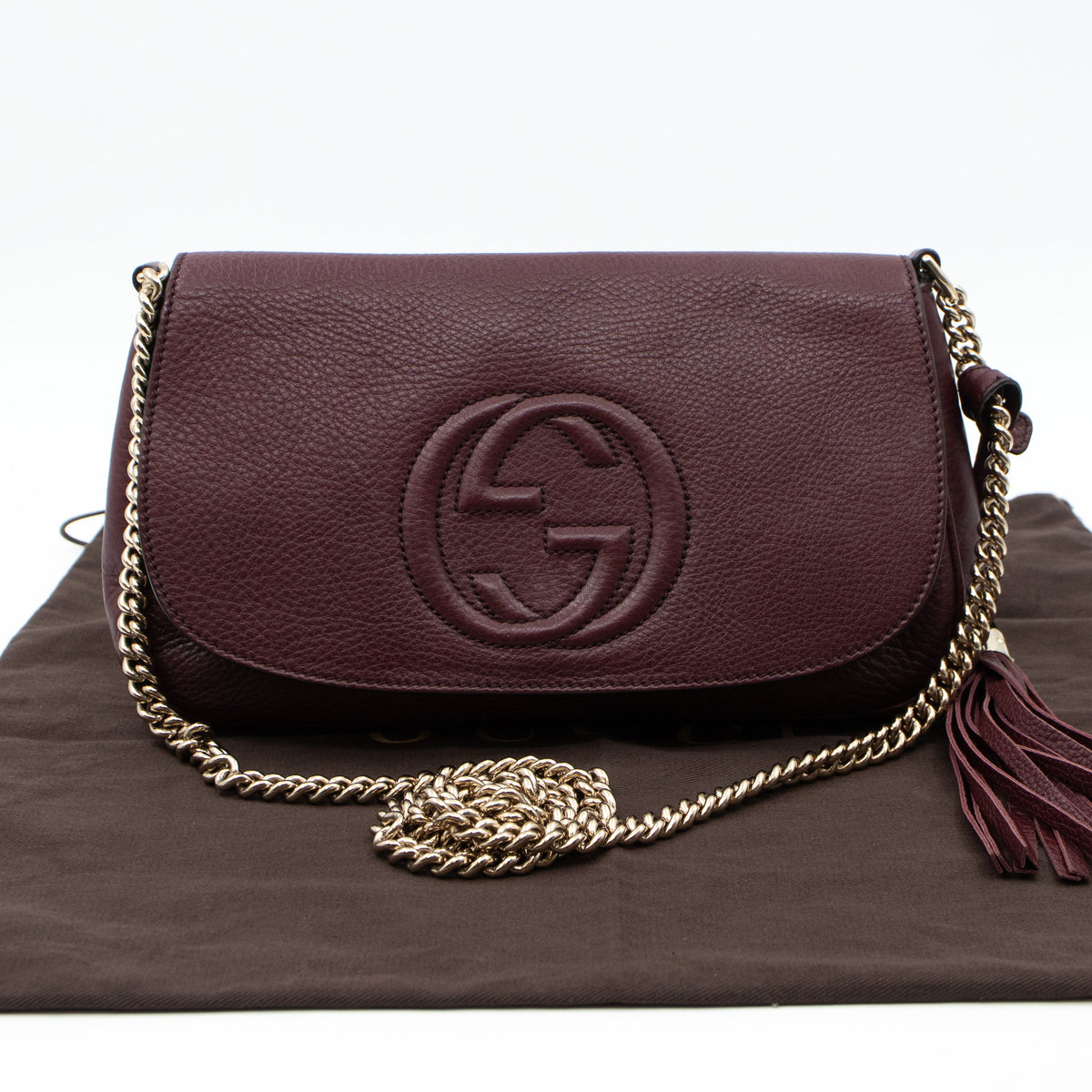 Soho Flap Chain Bag Burgundy Leather