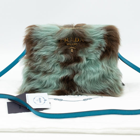 Light Frame Crossbody Bag Blue Fur