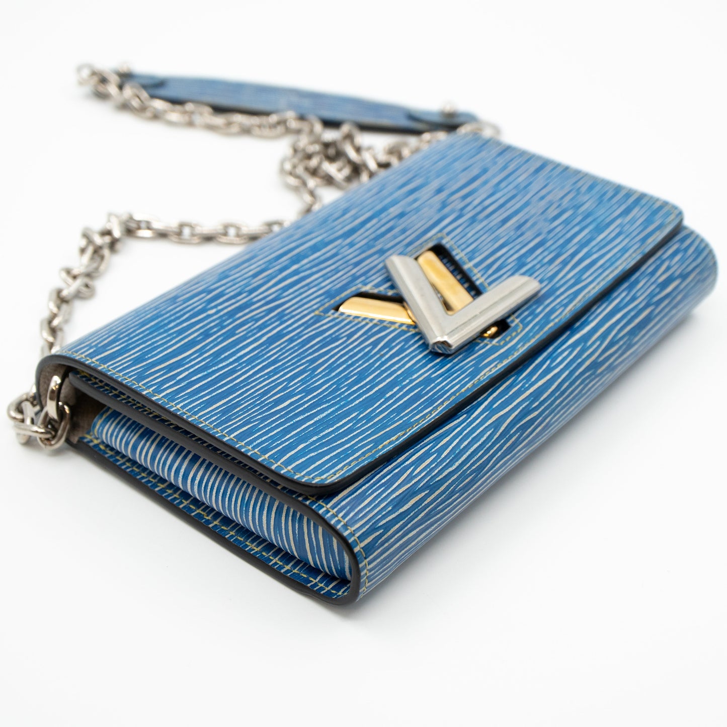 Twist Chain Wallet Epi Leather Denim