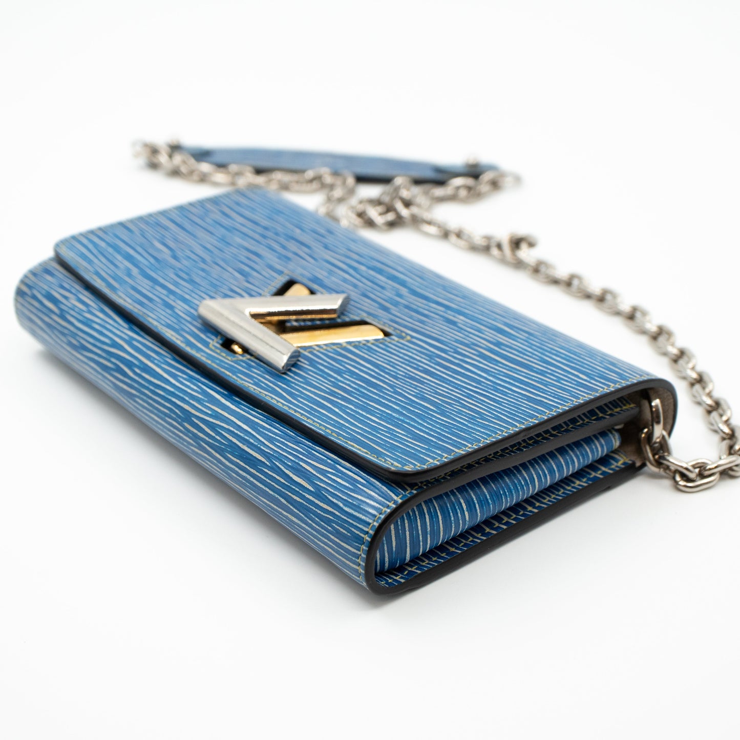 Twist Chain Wallet Epi Leather Denim