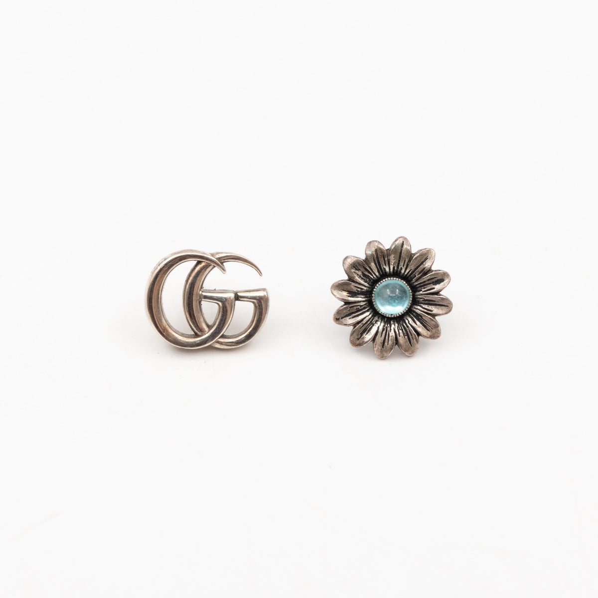 Double G Flower Stud Earrings 925 Silver