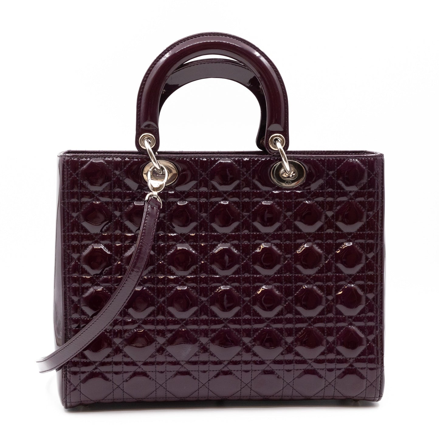 Lady Dior Large Dark Purple Patent Leather