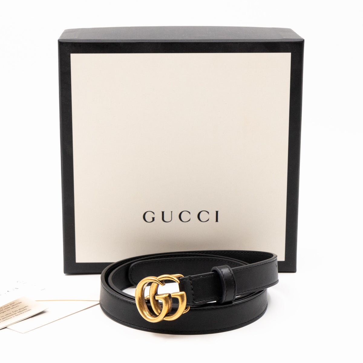 GG Marmont Slim Belt Black Leather 85 cm