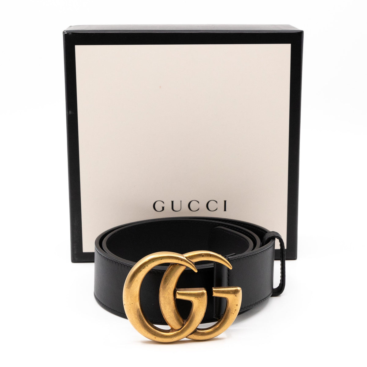 GG Marmont Wide Black Leather Belt 75 cm