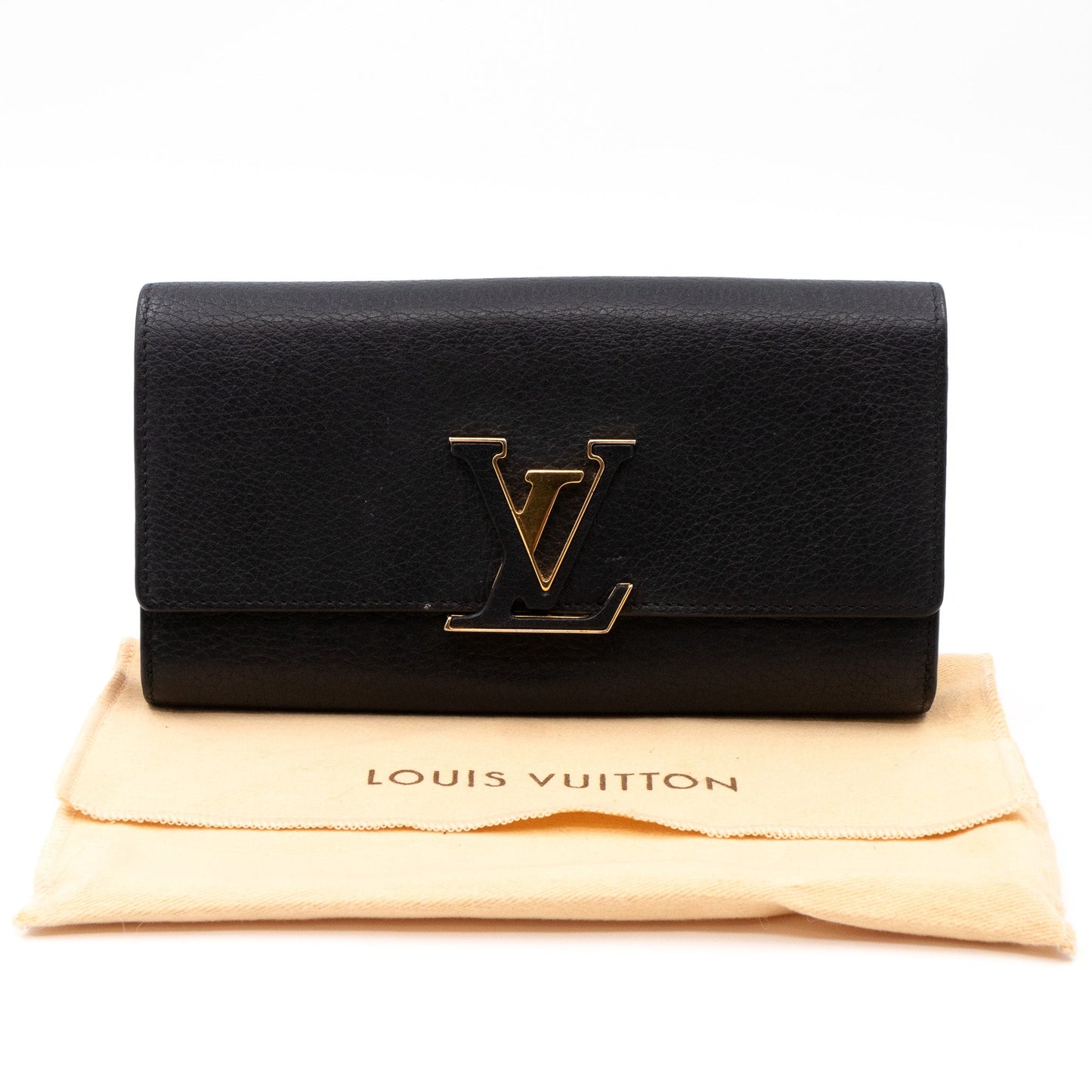 Capucines Wallet Black Leather