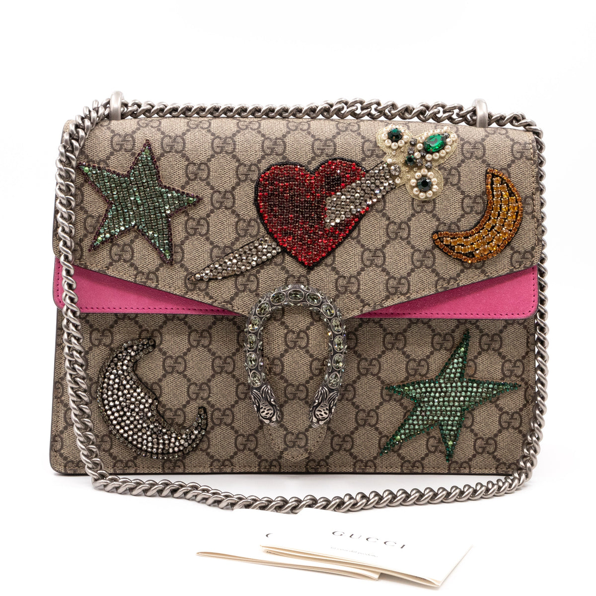Dionysus Medium GG Supreme Pierced Heart Embroidered