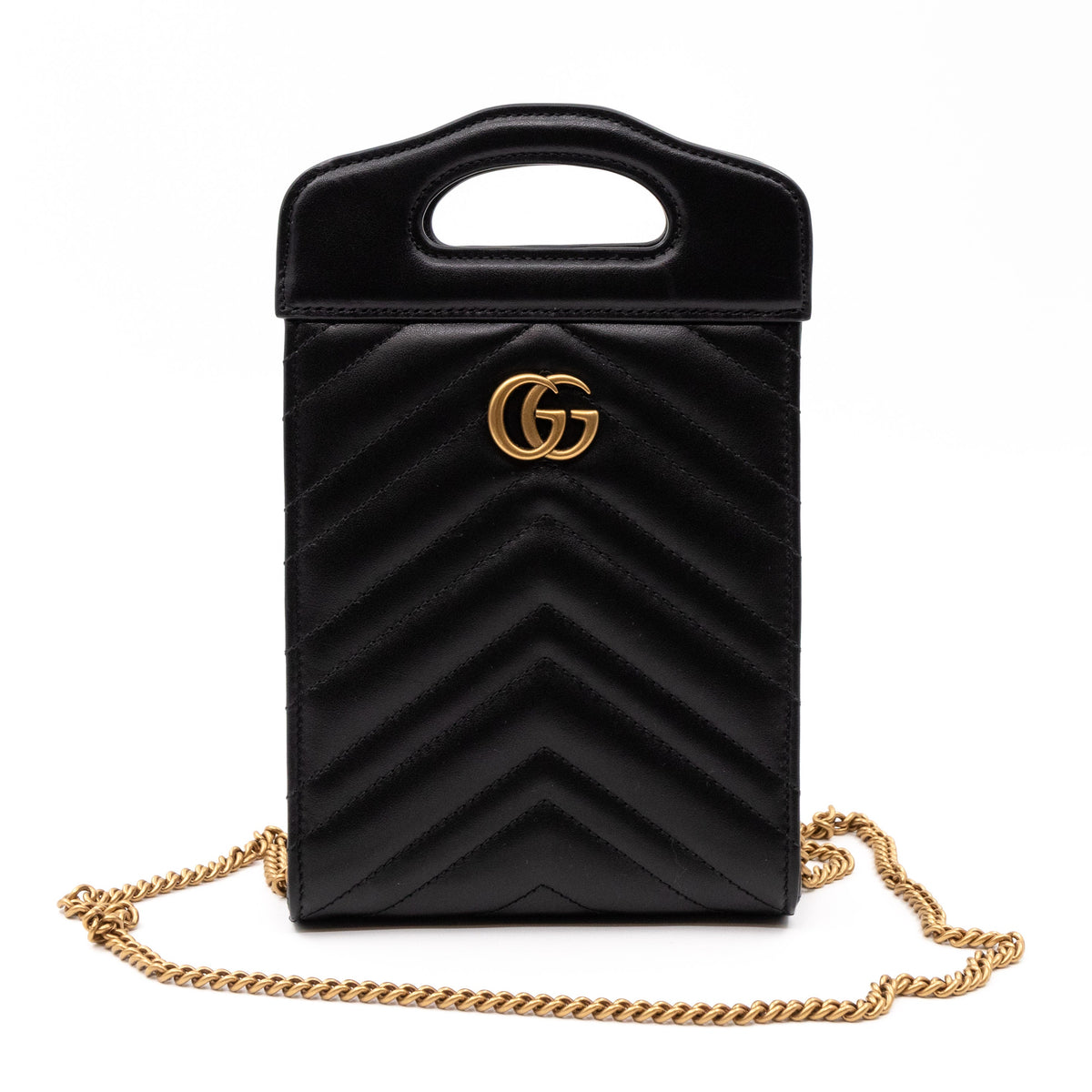 GG Marmont Top Handle Mini Bag Black Leather