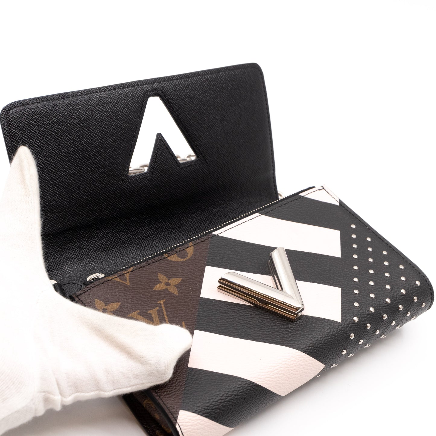 Twist Chain Wallet Monogram & Studded Leather