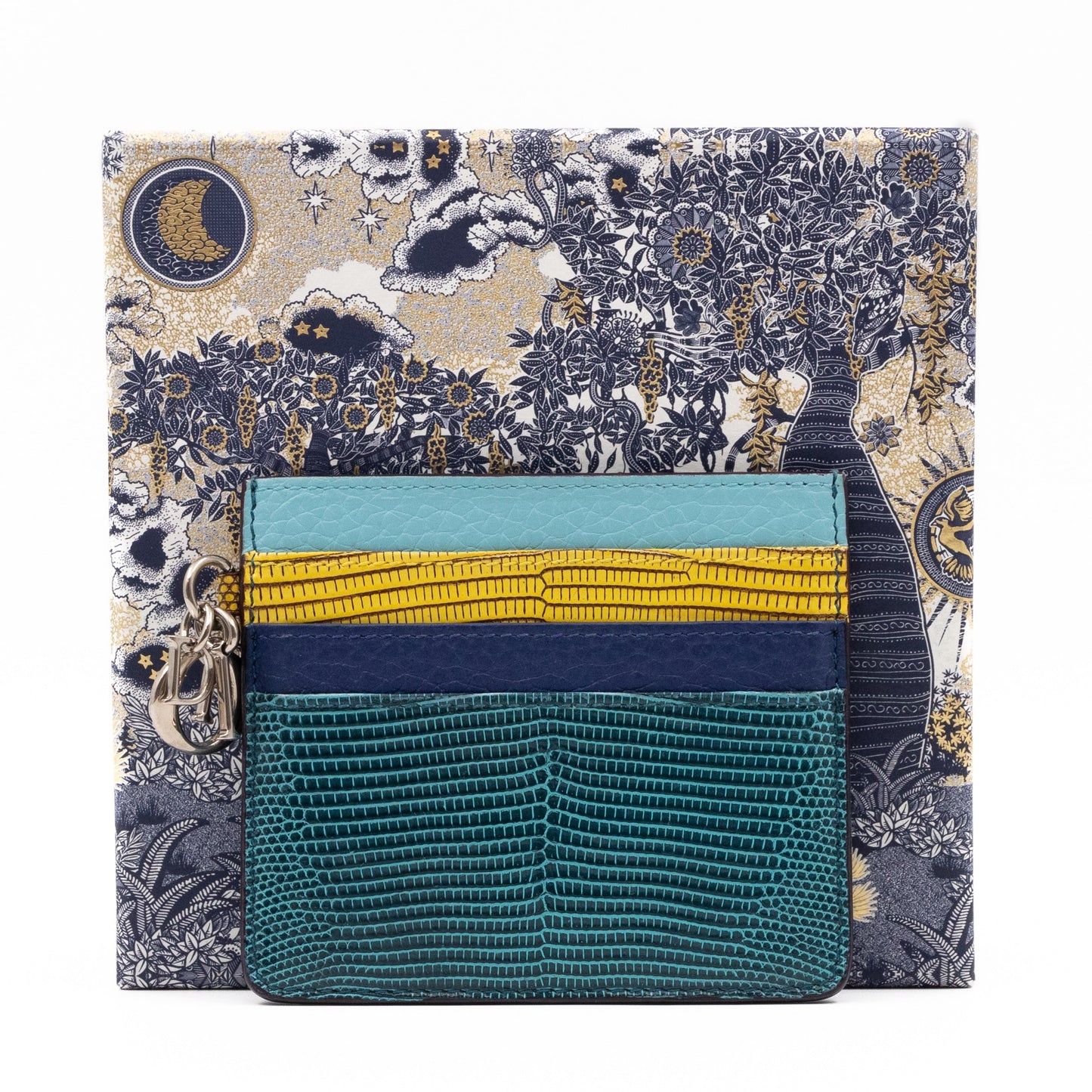 Lady Dior Card Holder Multicolor Embossed Leather