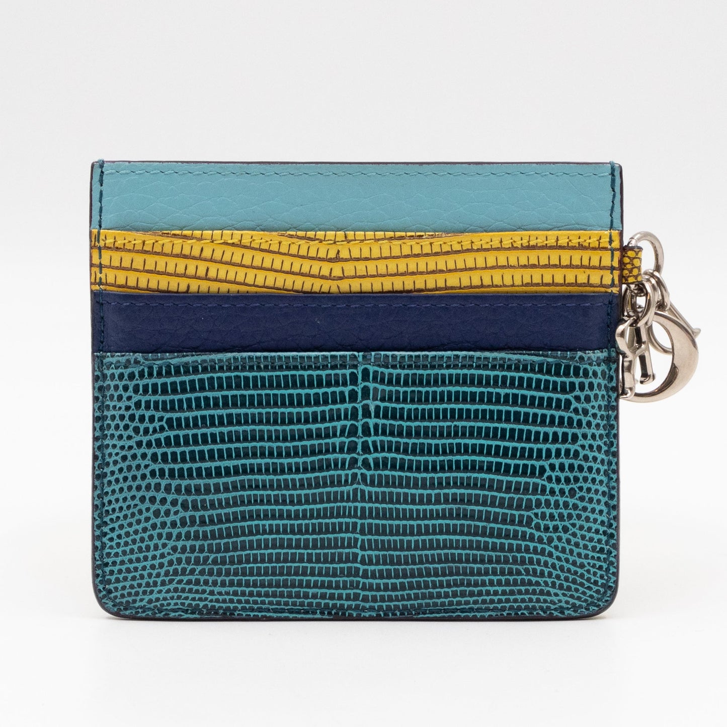 Lady Dior Card Holder Multicolor Embossed Leather