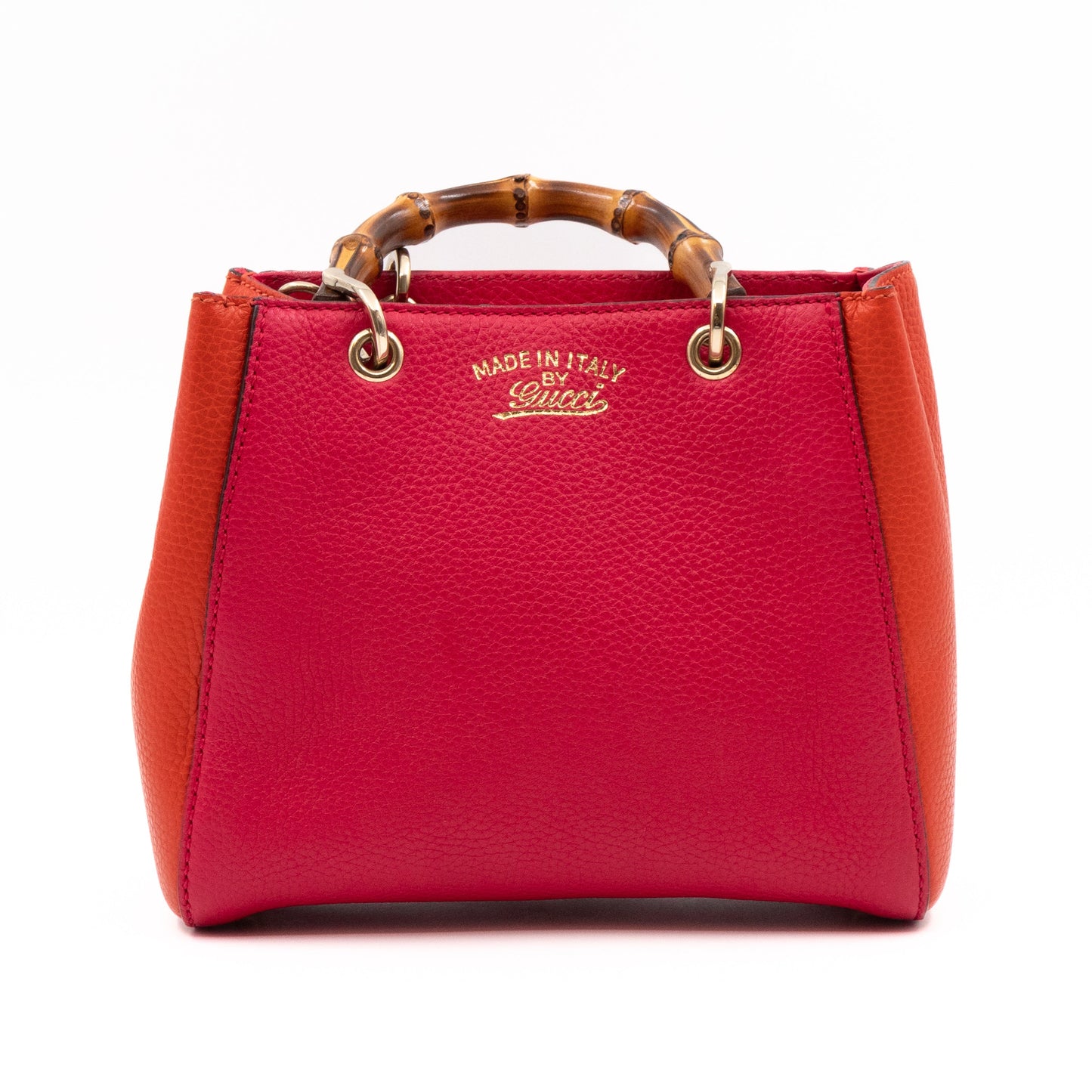 Bamboo Handle Mini Tote Pink & Orange