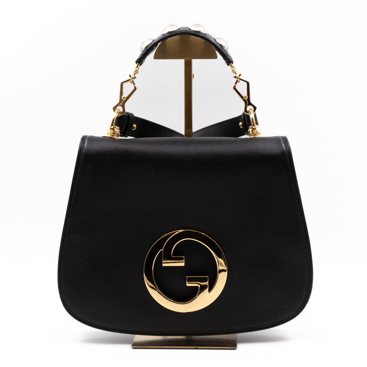 Blondie Medium Top Handle Bag Black Leather