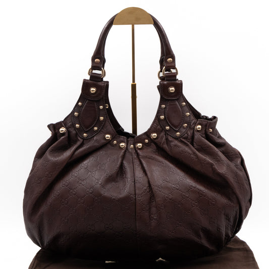 Studded Pelham Hobo Guccissima Leather Brown