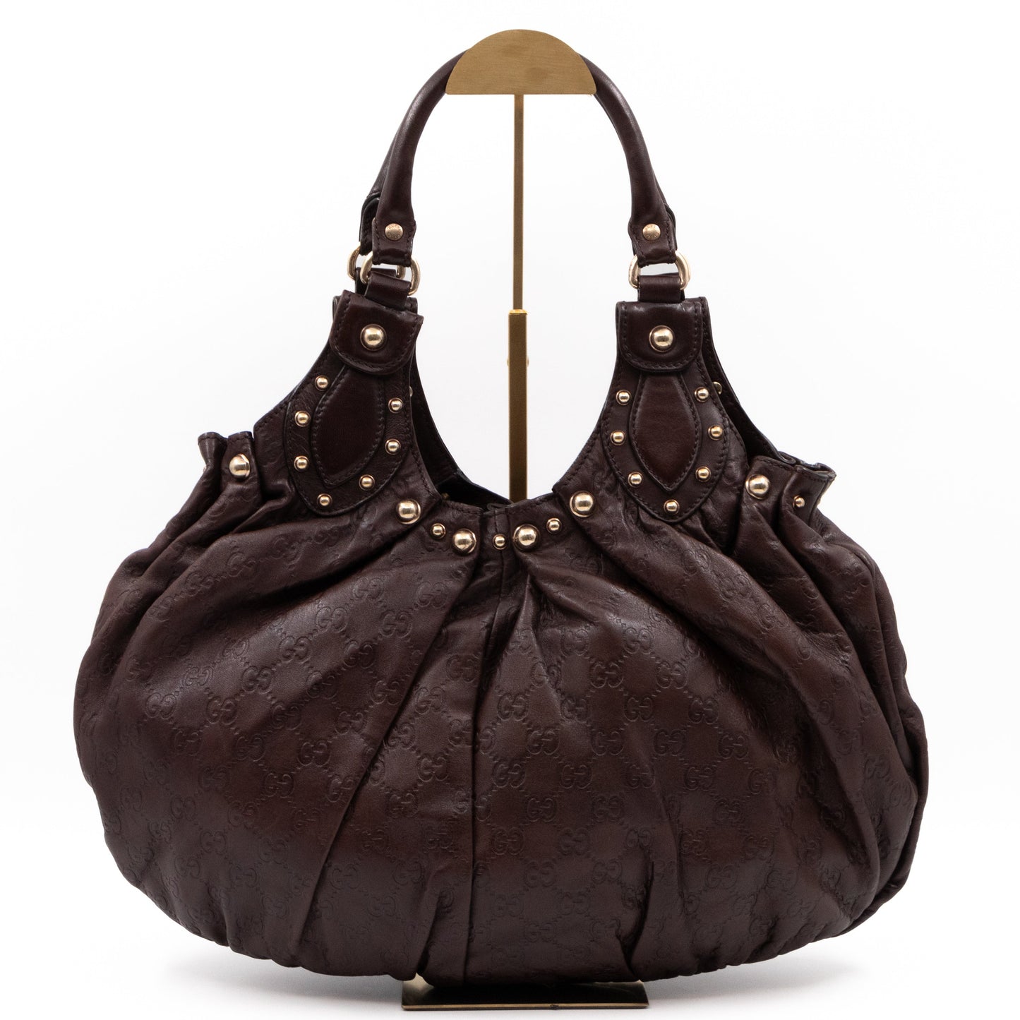 Studded Pelham Hobo Guccissima Leather Brown