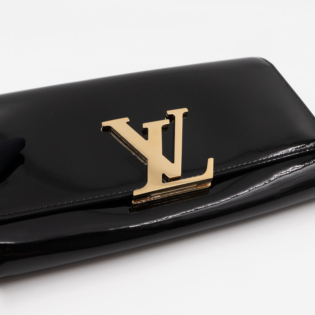Louise Clutch Black Vernis Gold