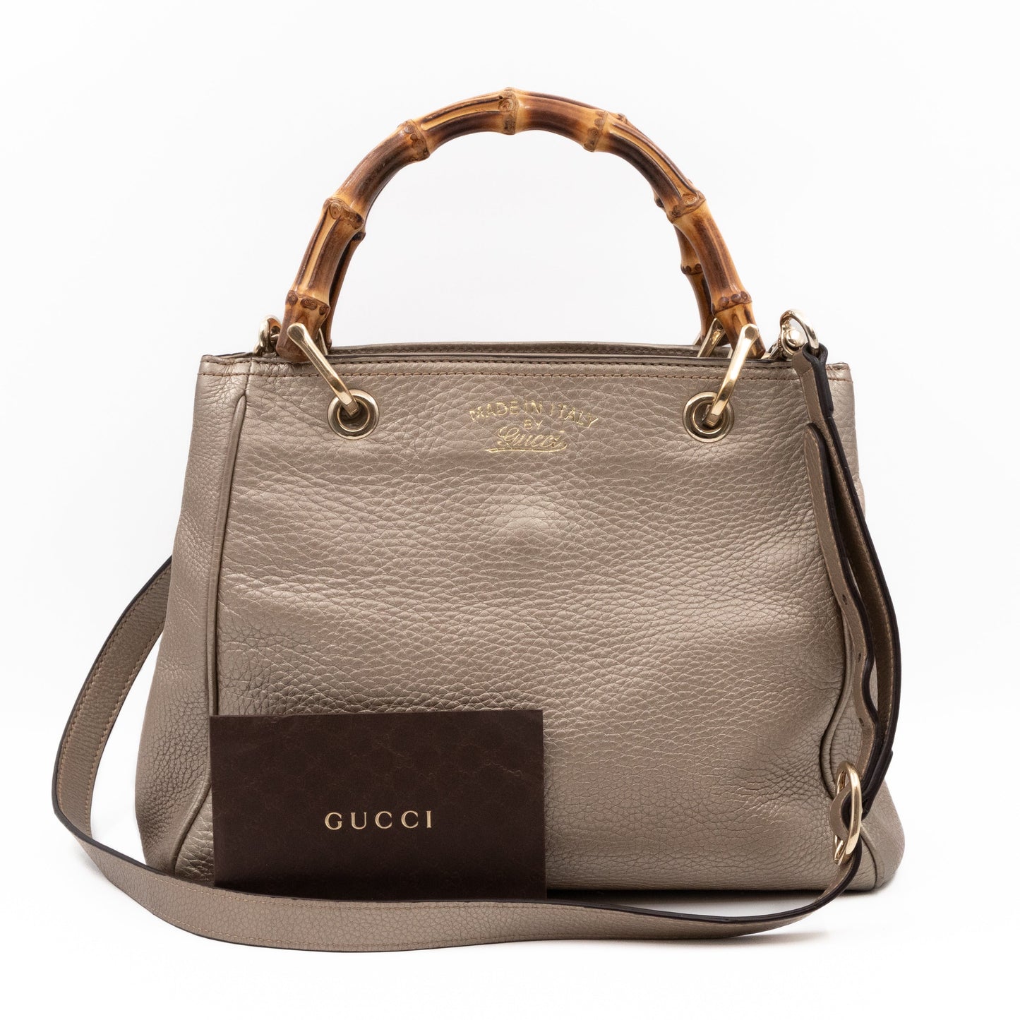 Bamboo Handle Tote Bag Champagne