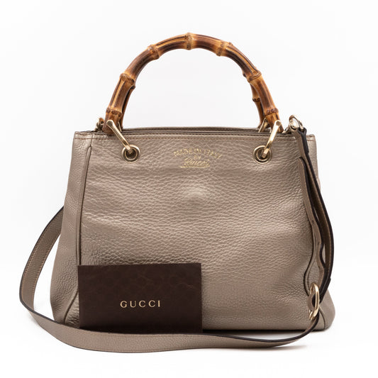 Bamboo Handle Tote Bag Champagne