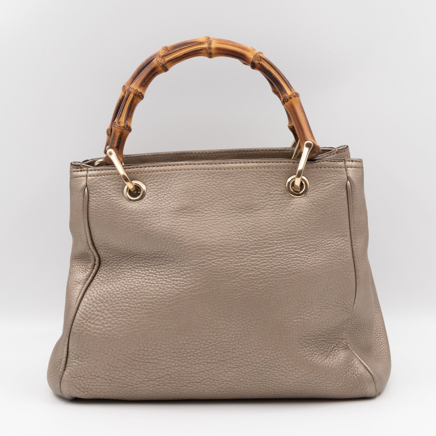 Bamboo Handle Tote Bag Champagne