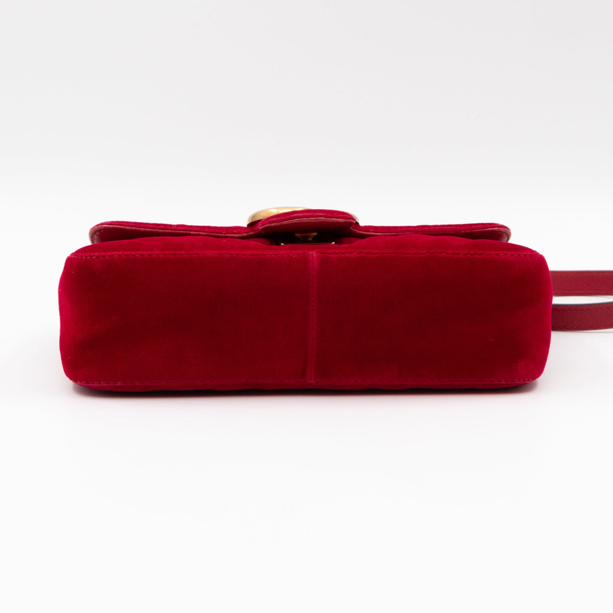 GG Marmont Flap Mini Red Velvet Aged Gold