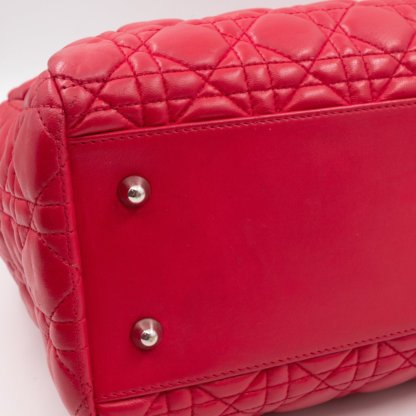 Medium Soft Shopping Tote Raspberry Red Cannage Leather