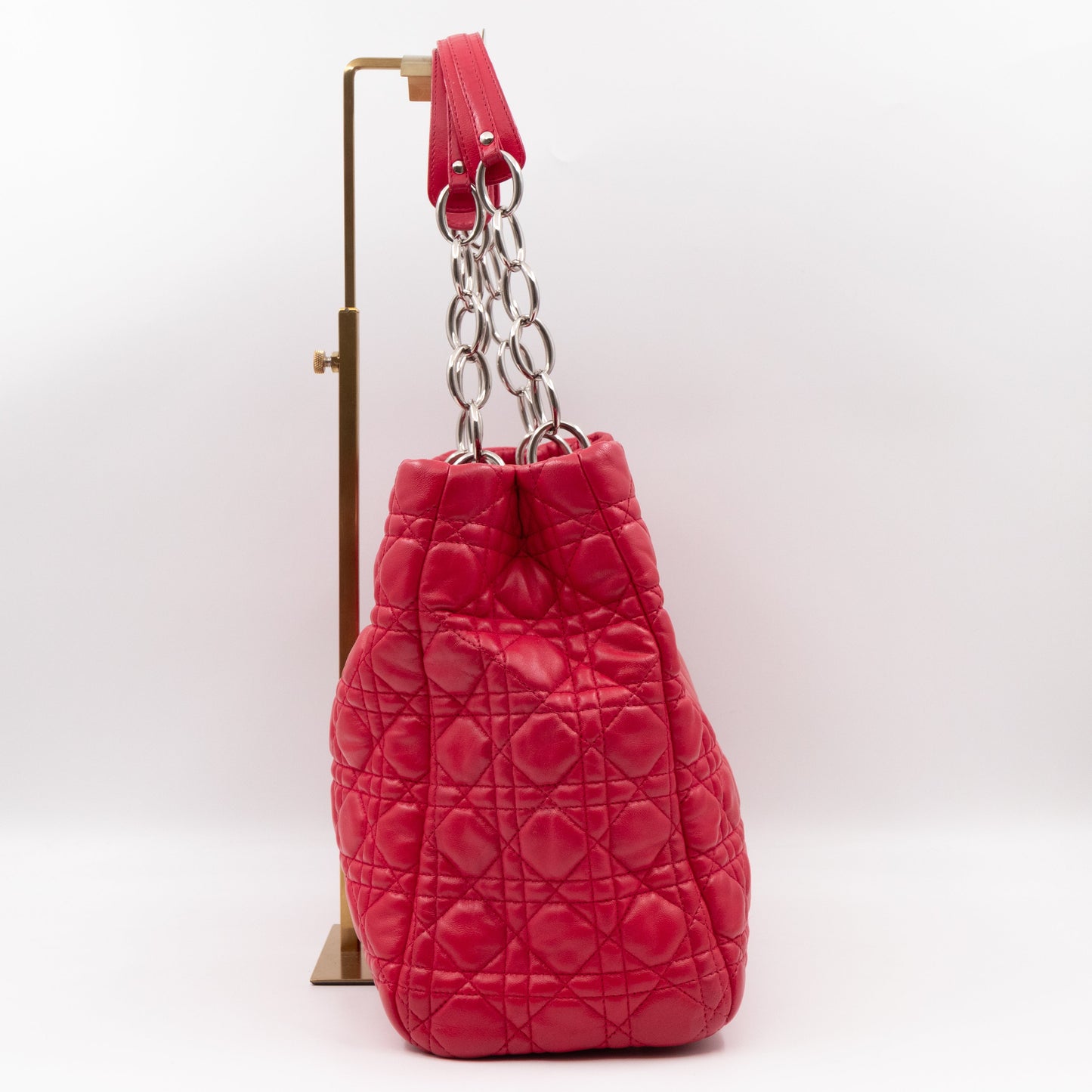 Medium Soft Shopping Tote Raspberry Red Cannage Leather