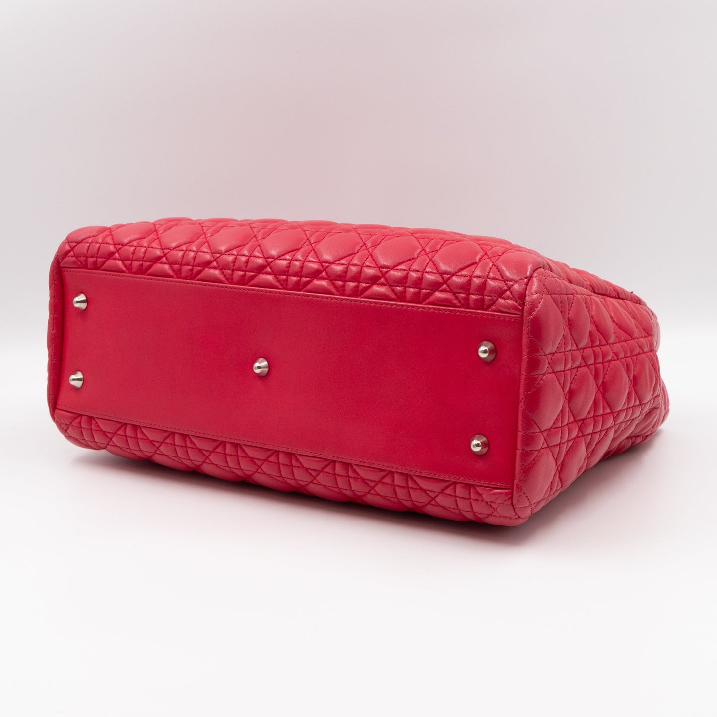 Medium Soft Shopping Tote Raspberry Red Cannage Leather