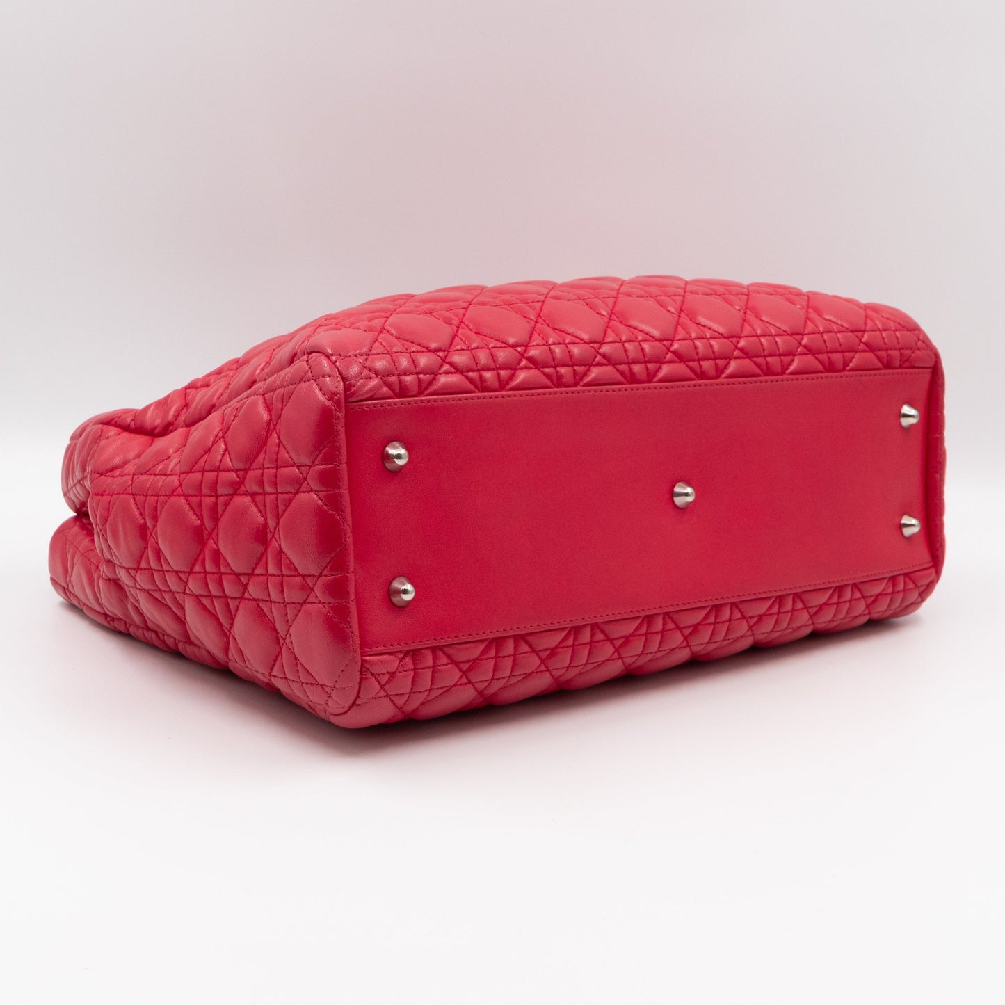 Medium Soft Shopping Tote Raspberry Red Cannage Leather