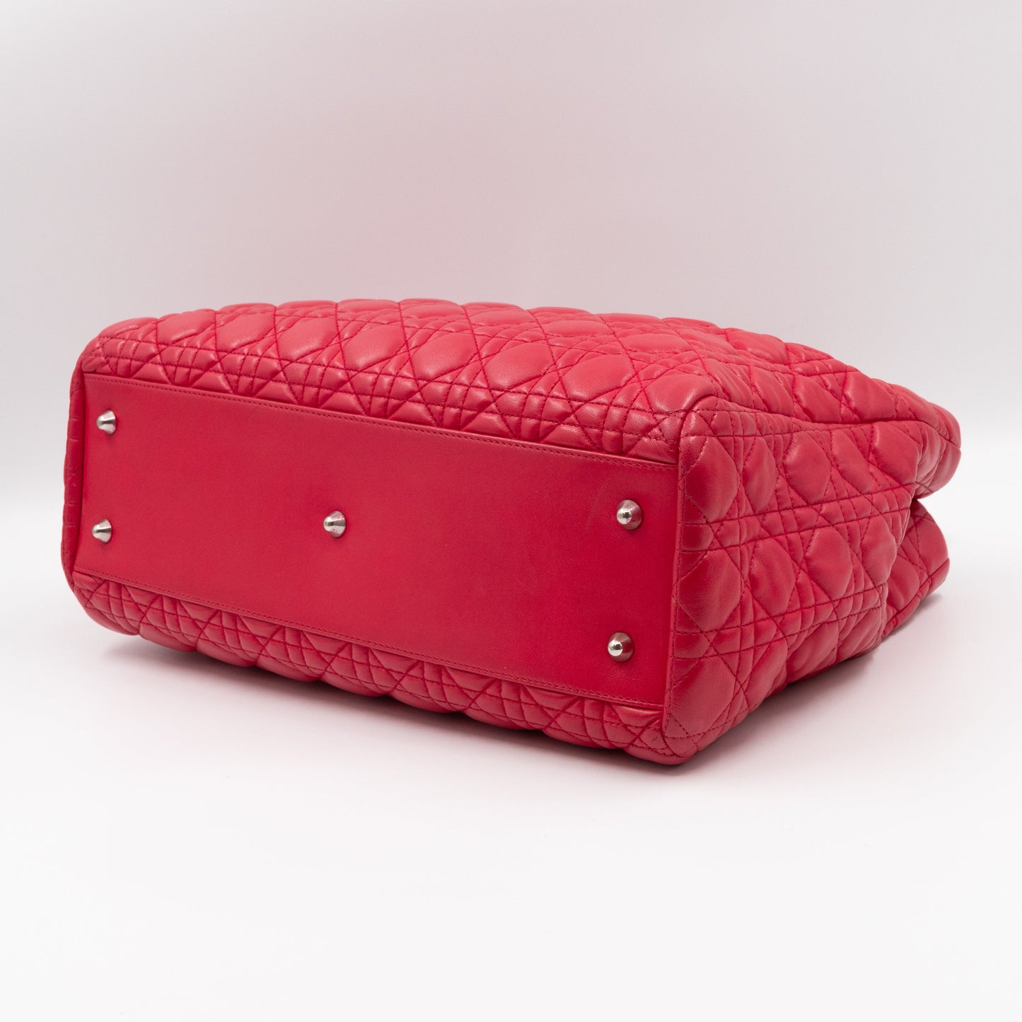 Medium Soft Shopping Tote Raspberry Red Cannage Leather