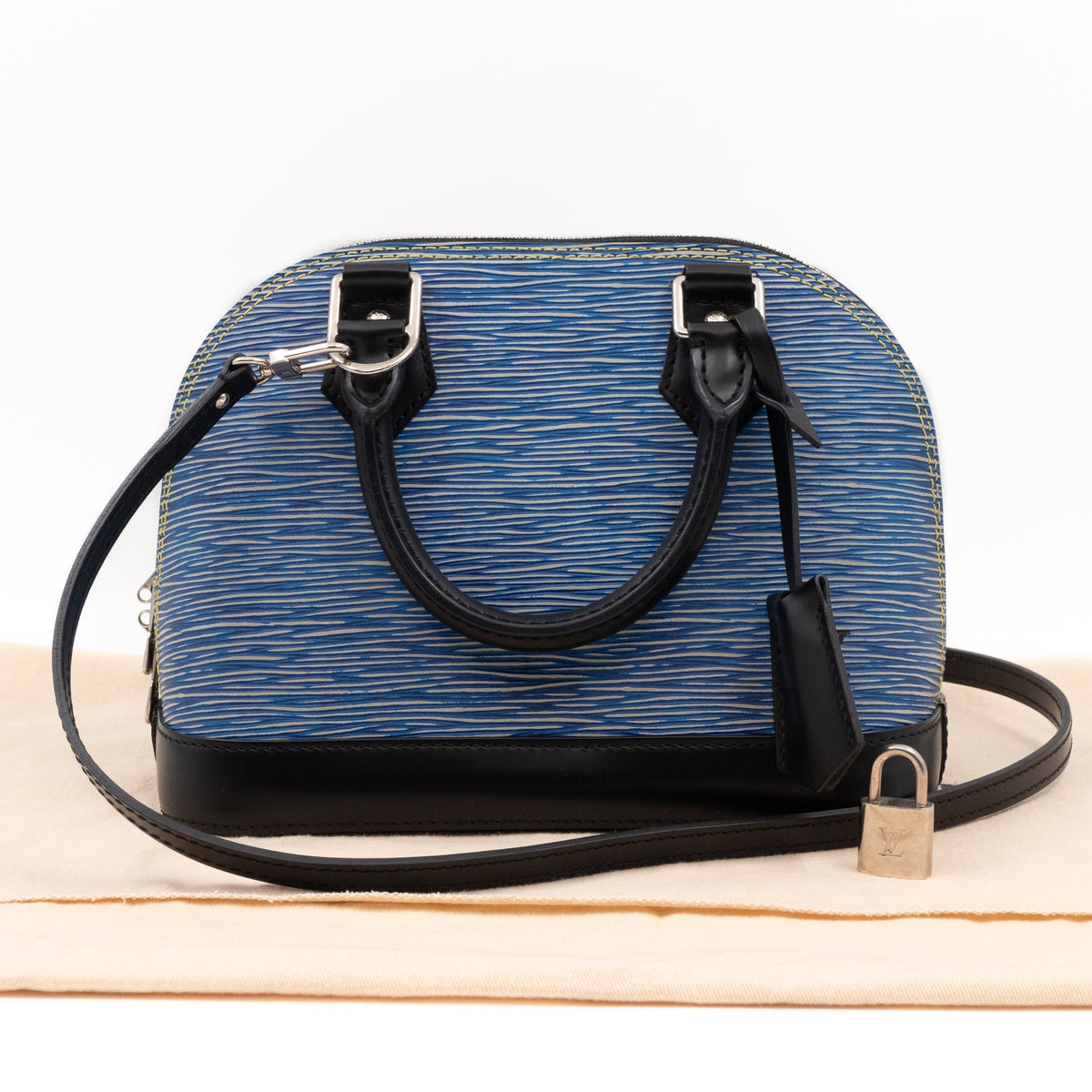 Alma BB Epi Leather Denim Blue Black