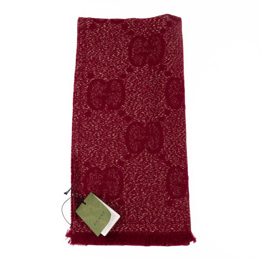 Gucci GG Jacquard Knitted Lady Nest Lux Scarf Red & Gold