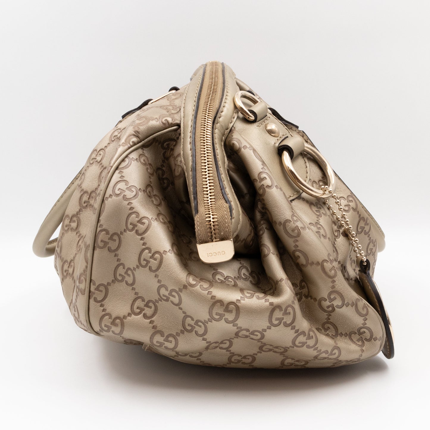 Gucci Sukey Boston Two-way Shoulder Bag Guccissima Leather Champagne