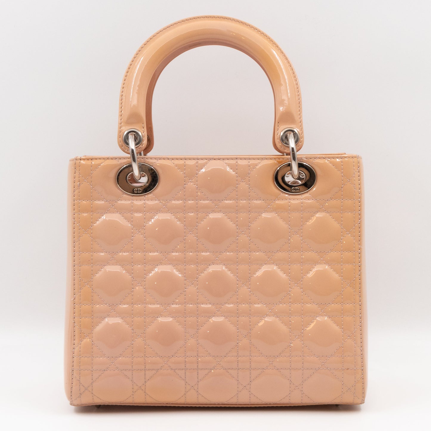Lady Dior Medium Rose Beige Patent Leather
