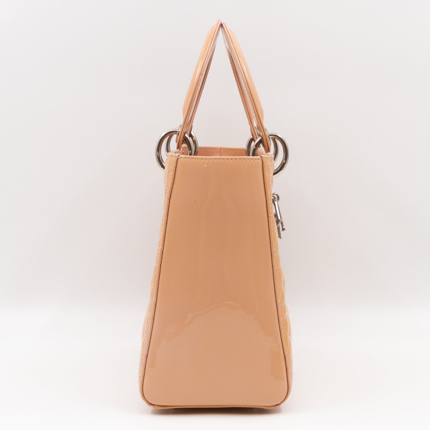 Lady Dior Medium Rose Beige Patent Leather